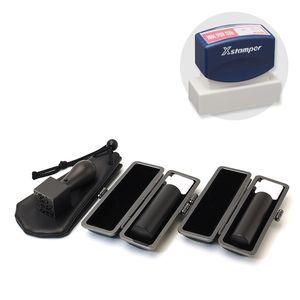 会社設立3本セット実印18.0・銀行印16.5・角印21 寸胴+シヤチハタ住所印セット(ネイビー)ブラストチタンブラック【印鑑ケース・印袋・住所印付】