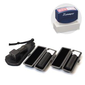 会社設立3本セット実印18.0・銀行印16.5・角印24 寸胴+シヤチハタ住所印セット(ネイビー)ブラストチタンブラック【印鑑ケース・印袋・住所印付】