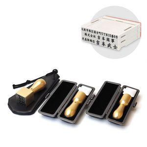 チタン/会社設立 実印・銀行印・角印 天丸+組合せ住所印セット ブラストチタンゴールド（天丸タイプ） 3本（角天21mm）【ブラックメタル枠・印袋＆アドレス印3段付】