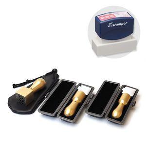 会社設立3本セット実印18.0・銀行印16.5・角印21 天丸+シヤチハタ住所印セット(ネイビー)ブラストチタンゴールド【印鑑ケース・印袋・住所印付】