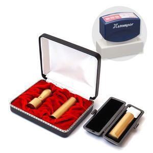 会社設立3本セット実印 天丸18.0・銀行印 寸胴16.5・認印 寸胴16.5+シヤチハタ住所印セット(ネイビー)ブラストチタンゴールド【整理ケース･印鑑ケース・住所印付】