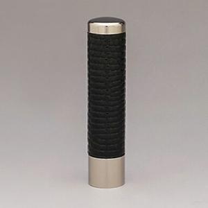 チタン印鑑/認め印 革張りリザードチタン（黒） 13.5mm