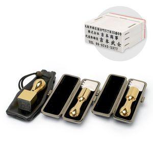 プレミアムチタン/会社設立 実印・銀行印・角印 天丸+組合せ住所印セット プレミアムゴールド(天丸タイプ) 3本(角天24mm)【ブラックメタル枠・印袋&アドレス印4段付】