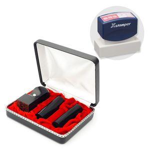 会社設立実印・銀行印・角印 寸胴+シヤチハタ住所印セット(ネイビー)政宗3本(角24mm)【整理ケース付&住所印】