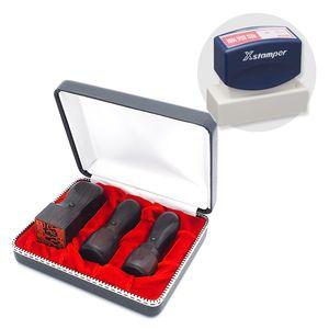 会社設立実印・銀行印・角印 天丸+シヤチハタ住所印セット(ネイビー)黒檀3本(角21mm)【整理ケース付&住所印】