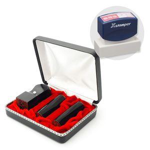 会社設立実印・銀行印・角印 寸胴+シヤチハタ住所印セット(ネイビー)【黒水牛】/角印【政宗】3本(角24mm)【整理ケース付&住所印】