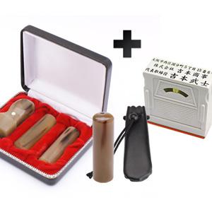 会社設立 実印・銀行印・角印・認印 寸胴+組合せ住所印セット 牛角・中色 4本（角24mm）【整理ケース＆アドレス印3段付】【印鑑】