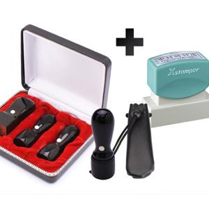 会社設立 実印・銀行印・角印・認印 天丸+シヤチハタ住所印セット 黒水牛（芯持ち） 4本（角24mm）【シャチハタ住所印】【印鑑】