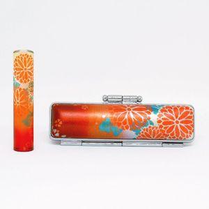 印鑑・ケースセット 和(なごみ)ざいくプレミアム 花火菊 赤/朱色印面/12.0mm WR-89