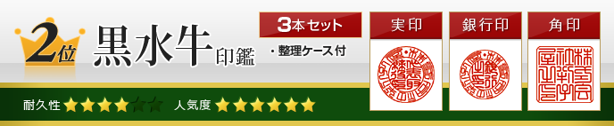 黒水牛法人印鑑3本セット（印鑑ケース付）