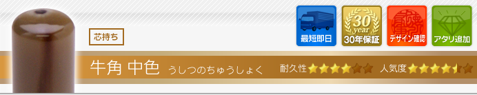 先生資格認め印 牛角・中色