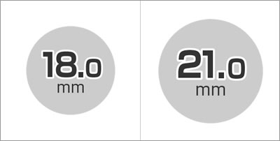 代表者印（会社実印）の定番サイズ：18mm・21mmの図