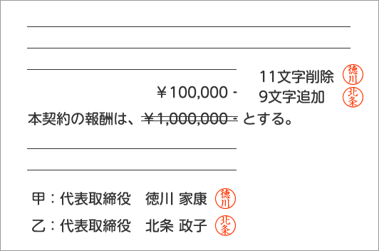 二人とも訂正箇所に訂正印を押す