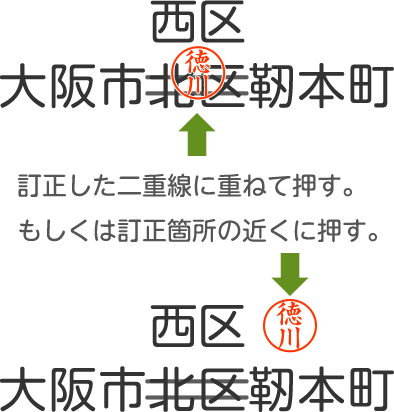 訂正印の押し方